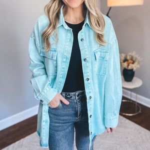 Mineral Wash Turquoise Denim Jacket
